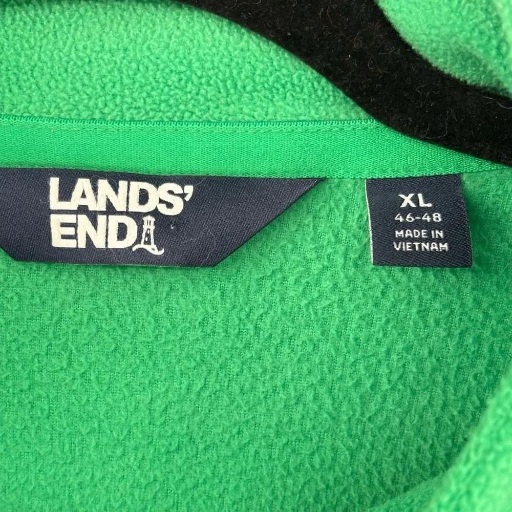 Lands End Fleece Full‎ Zip Vest Green Men’s XL
